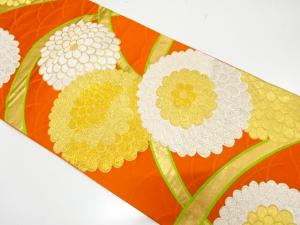 アンティーク　芝草に菊模様織り出し袋帯（着用可）